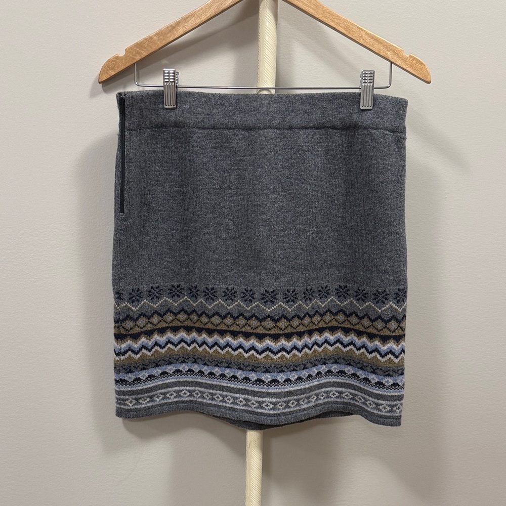 Gray Wool Patterned Mini Skirt